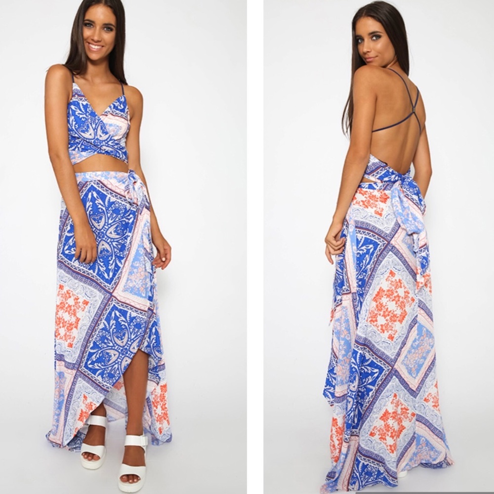 Peppermayo Patchwork Printed Wrap Skirt Set - image 1